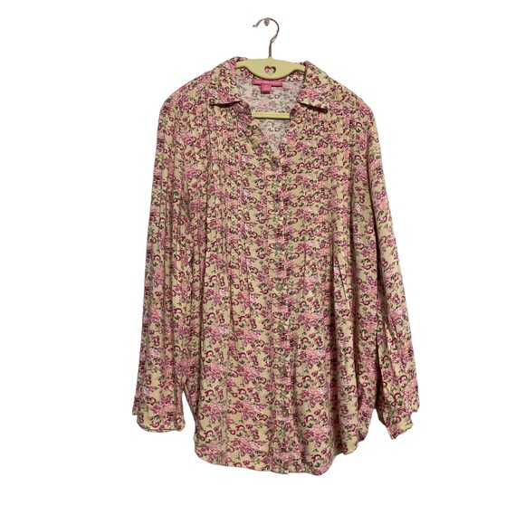 Woman Within floral button down blouse - Picture 5 of 5